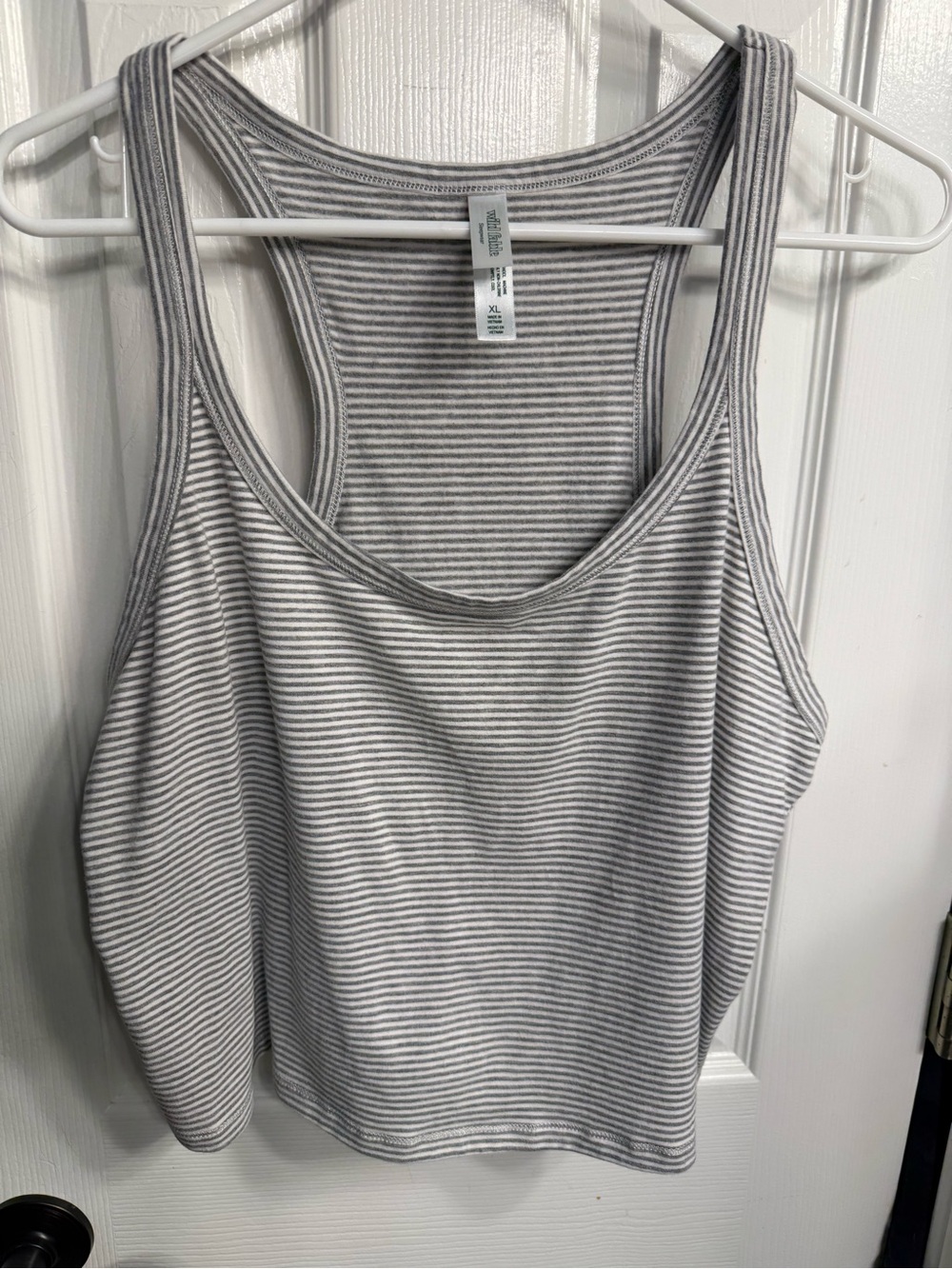 wild fable Gray & White Striped Racerback Tank Top